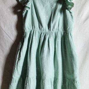 Cat & Jack Light Mint Green Kids XL 14 Dress Embroidery White Flowers